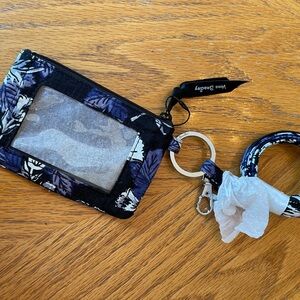 Vera Bradley Black and Blue Leaf ID Holder